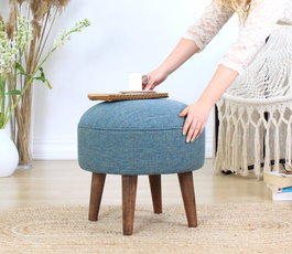 Atelier Del Sofa Puf de Terciopelo Azul